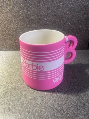Barbie Pink Striped Logo Mug with B-Handle